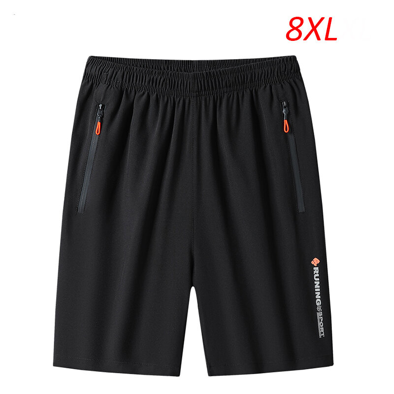 2023 New Men's Casual Shorts New Male Fashion Casual Ice Silk Shorts Solid Color Fitness Breathable Quick-drying Short Size 8XL