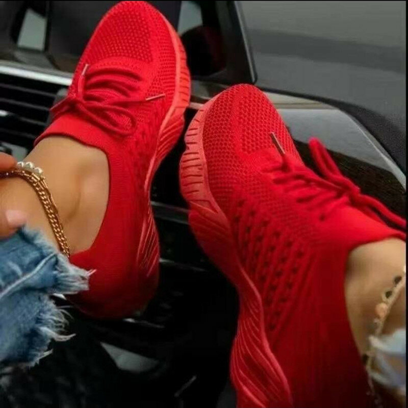 Sneakers Casual traspiranti in rete da donna scarpe vulcanizzate stringate scarpe da ginnastica con plateau da donna scarpe da donna Plus Size Zapatos De Mujer