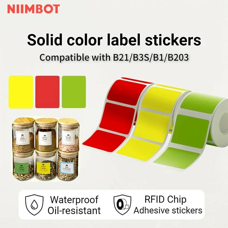Niimbot-粘着性のサーマルラベル,印刷可能な白,20〜50mmの幅,衣類のラベル,商品,価格,食品,b21,b1,b3s