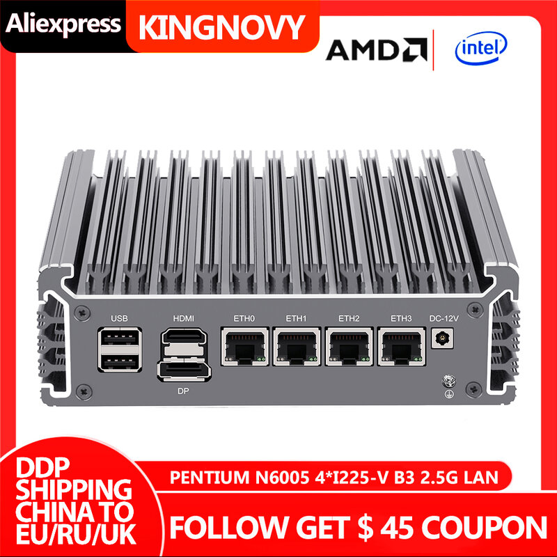 Nowy 2.5G miękki Router Pentium N6005 Celeron N5105 4 Intel i226-V 2500M karta sieciowa TPM2.0 3x4k @ 60Hz serwer VPN Firewall Mini PC