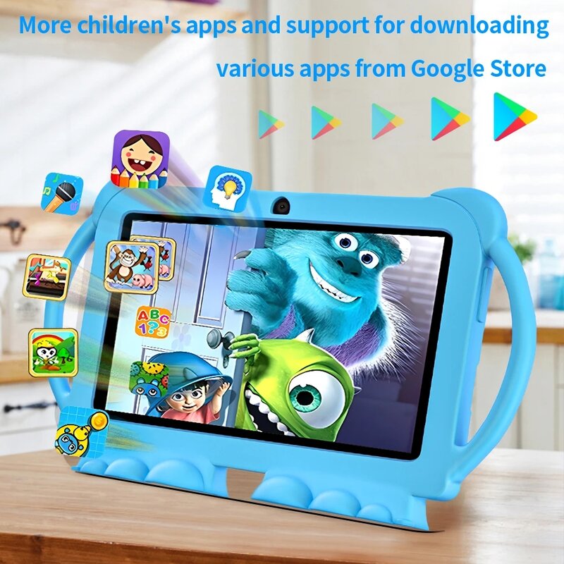 어린이 학습 교육 태블릿, 듀얼 카메라, 5G 와이파이, 7 인치 태블릿 PC, 안드로이드 12 OS, 4GB RAM, 64GB ROM, 어린이 선물, 신제품
