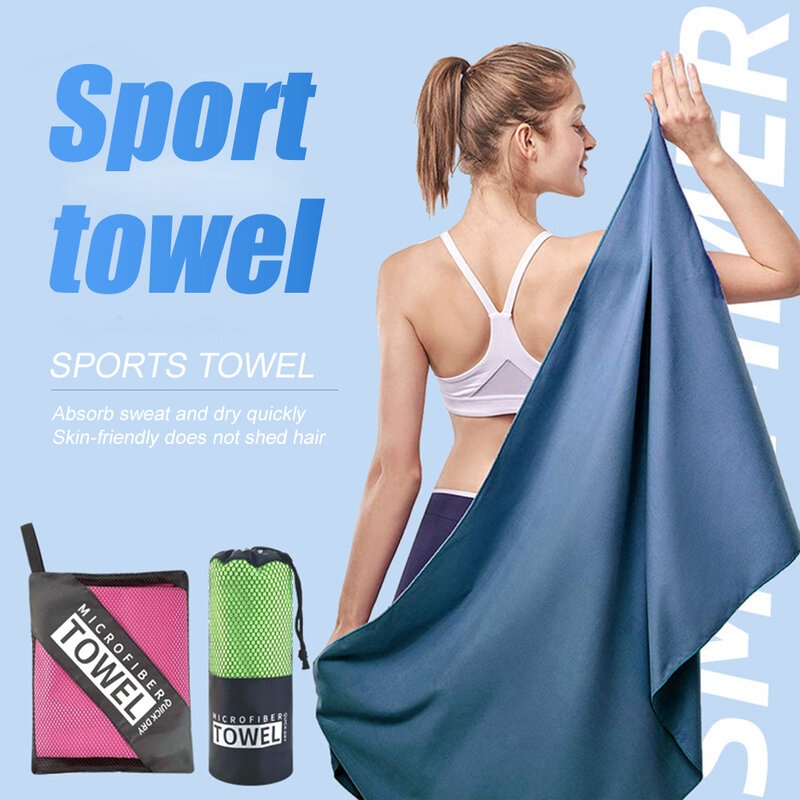 Toalla deportiva de secado rápido, toalla multifuncional para viajes, natación, Yoga, azul, ultraligera, superabsorbente