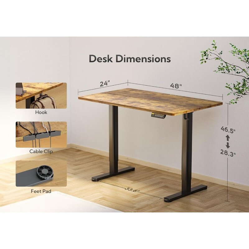 Elektryczne biurko stojące, biurko stojące o regulowanej wysokości, biurko do domowego biura z płytą łączącą