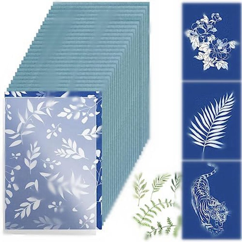 30 Sheets Cyanotype Paper Sun Art Paper Kit, Solar Drawing Paper Nature Printing Paper For Kids Adults Arts Crafts