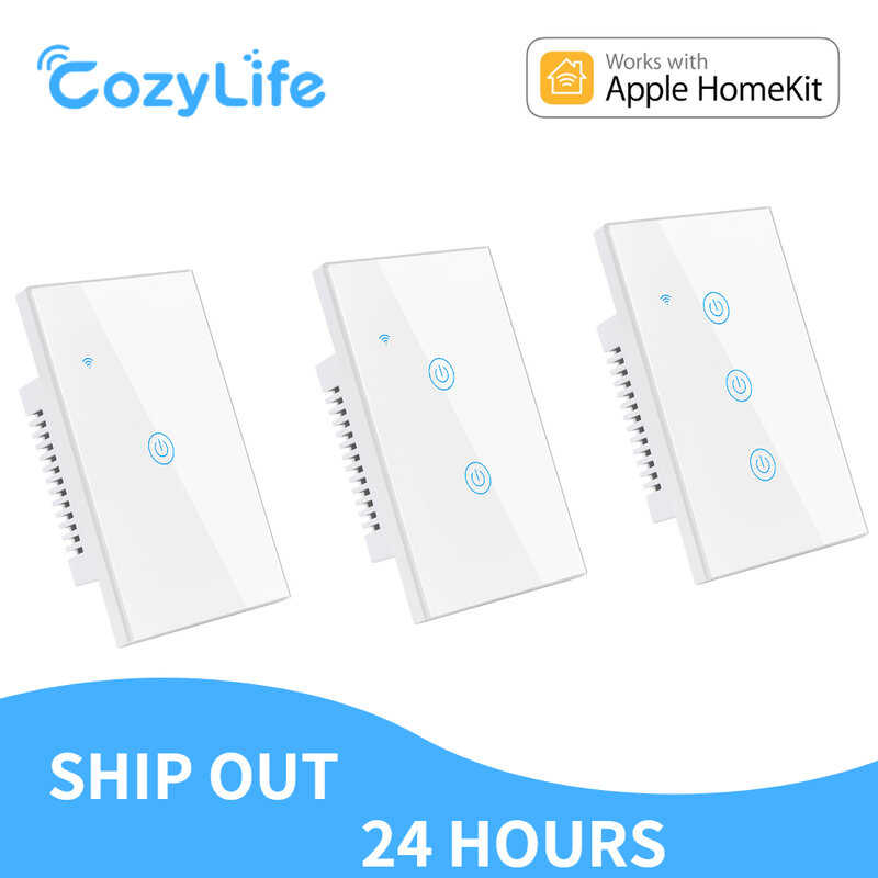 HomeKit WiFi Touch Switch For Light, US 1/2/3 Gang Smart Timer Switches App Remote Voice Control Works With Alexa Google Siri