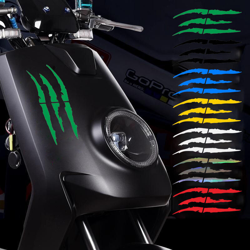 Motorcycle Car Sticker Universal Monster Claw Scratched Stripe Decal Marker Reflective Waterproof Moto Decoration Accessories