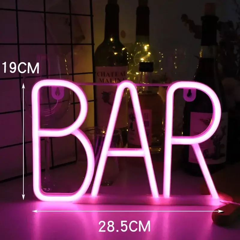 LED Bar Open Neon Signs Lights For Pub Bar Bedroom Wall Hanging Atmosphere Lamp Battery USB  Home Christmas Party Room Decor