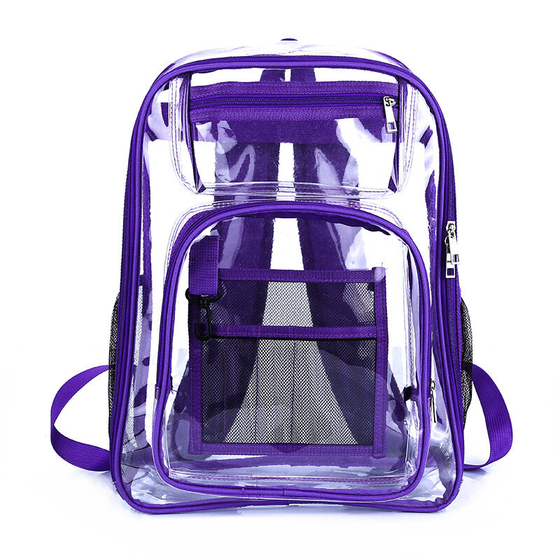 Mochila De PVC transparente para hombre y mujer, bolso escolar de gran capacidad, impermeable, con cremallera, Multi sándwich, informal, de viaje