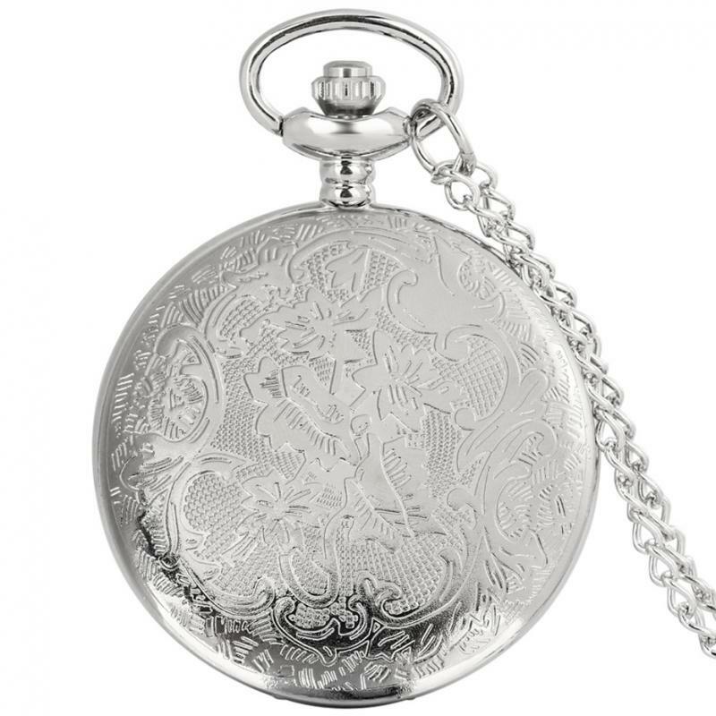 Fashion Silver Space Exploration Time Lord Quartz Pocket Watch for Men Necklace Retro Pendant Movie Hero Cosplay Time with Chain