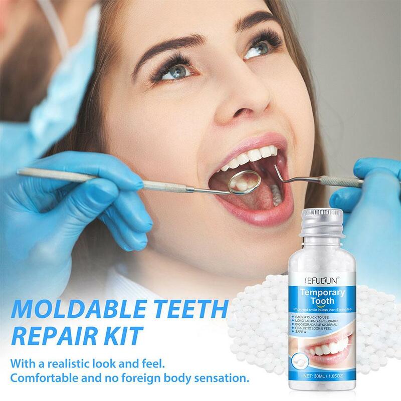 Kit de reparo temporário de dentes para adultos Buraco sólido de dente Materiais de reparo Unissex Prático Ferramentas de Beleza Dentária 4 Ferramentas Dentárias 30ml