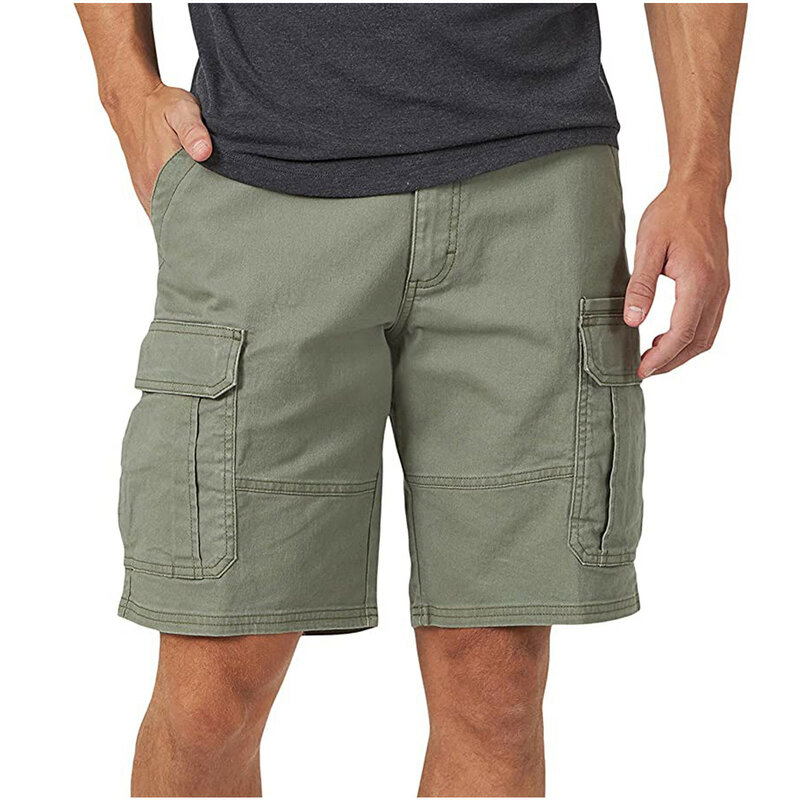Calça cargo multi bolso masculina, calção casual para ferramentas de verão de alta qualidade, calça solta de cor sólida, nova