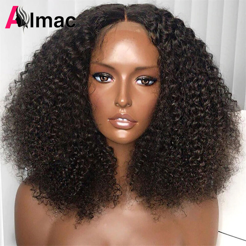 Peluca de cabello humano rizado Afro para mujer, postizo con encaje Frontal transparente, 13x4, 4x1, Parte en T, Remy, 250% de densidad