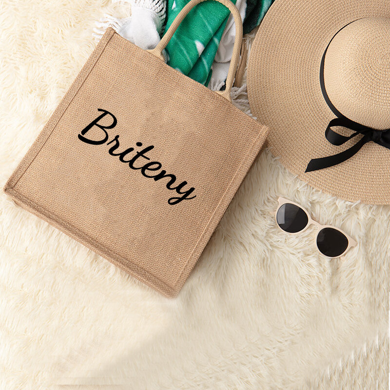 Персонализированная пляжная сумка для подружки невесты, подарочные сумки-тоуты, пляжные сумки, пляжная сумка для подружки невесты, пляжная сумка-тоут с именем, искусственная сумка