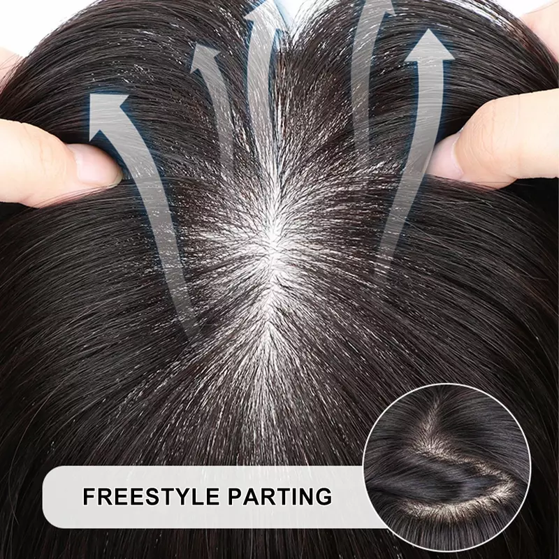 Rambut Topper untuk wanita, 100% Remy manusia Hair Clip-In Topper rambut Pieces sutra Base klip dalam Toppers Hairpieces untuk wanita