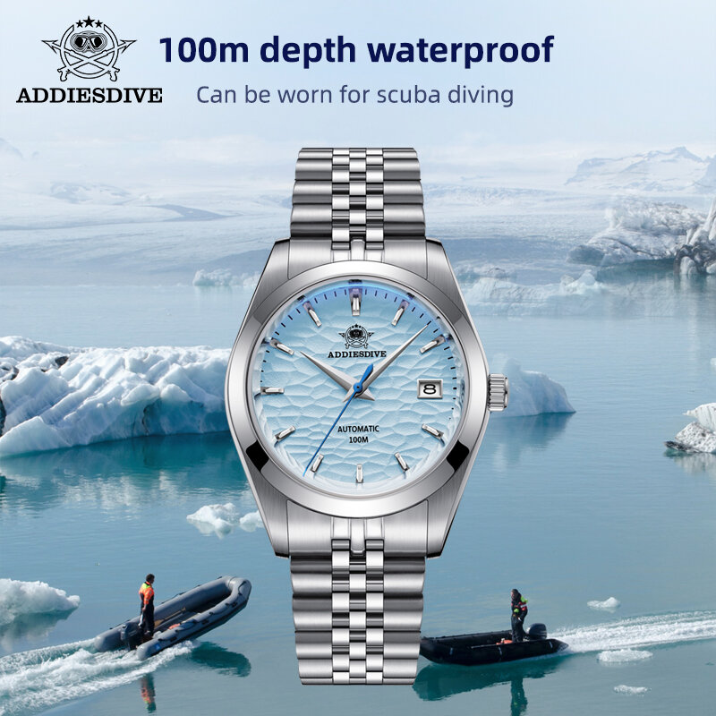 Os Homens Se Vestem Relógio ADDIESDIVE 39 milímetros Sapphire Luxo Relojes часы 10Bar NH35 aço Inoxidável Mecânico Automático Relógios À Prova D' Água
