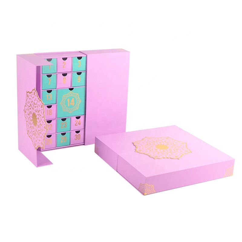 Customized productRamadan Custom Printing Cardboard Paper Beauty Cosmetic Colorful Simple Push Advent Calendar Gif