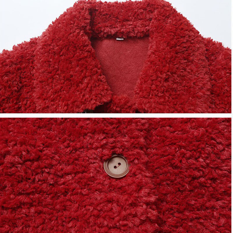 2023 Mantel Wol Domba Wanita Baru Mantel Integrasi Bulu Musim Semi Musim Gugur Wanita Usia Menengah Mantel Bulu Panjang Musim Dingin Jaket Femme