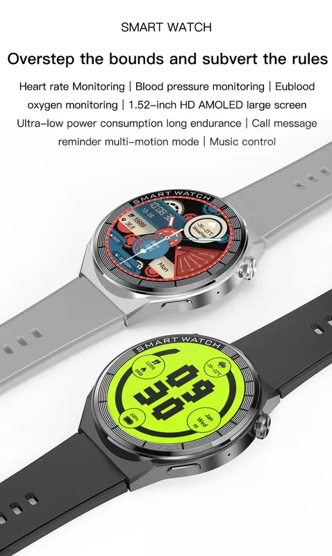Gw43-デジタル接続時計,血中酸素と血圧のモニター,ワイヤレス充電,360x360 hdスクリーン,最高の2023