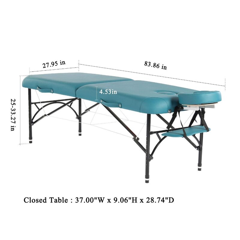 ポータブル折りたたみ式マッサージテーブル,軽量フェイシャルサロン,アルミニウム脚付き,幅28インチ,2024