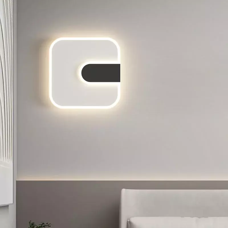 Modern LED Round Square Wall Lamp for Living Room Tv Background Stair Bedroom Bedside Indoor Sconce Lighting Fixture Luster