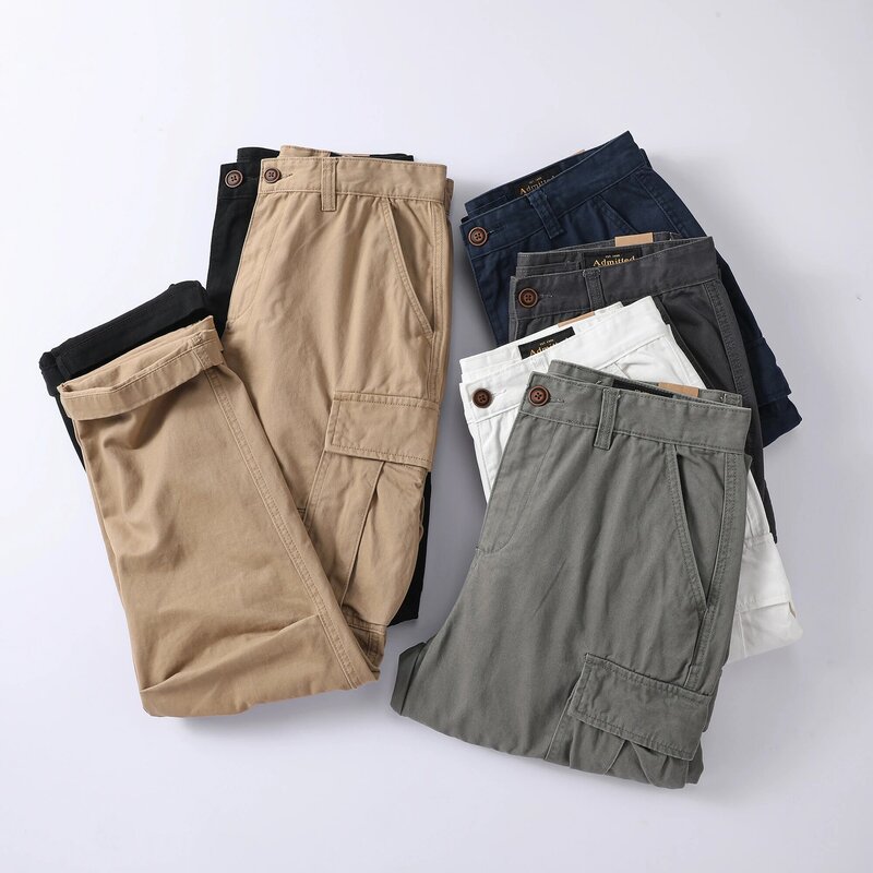 Męskie w stylu Retro długie spodnie Casual, bawełniane spodnie Cargo z wieloma kieszeniami, luźne spodnie Plus rozmiar, spodnie na piesze wycieczki