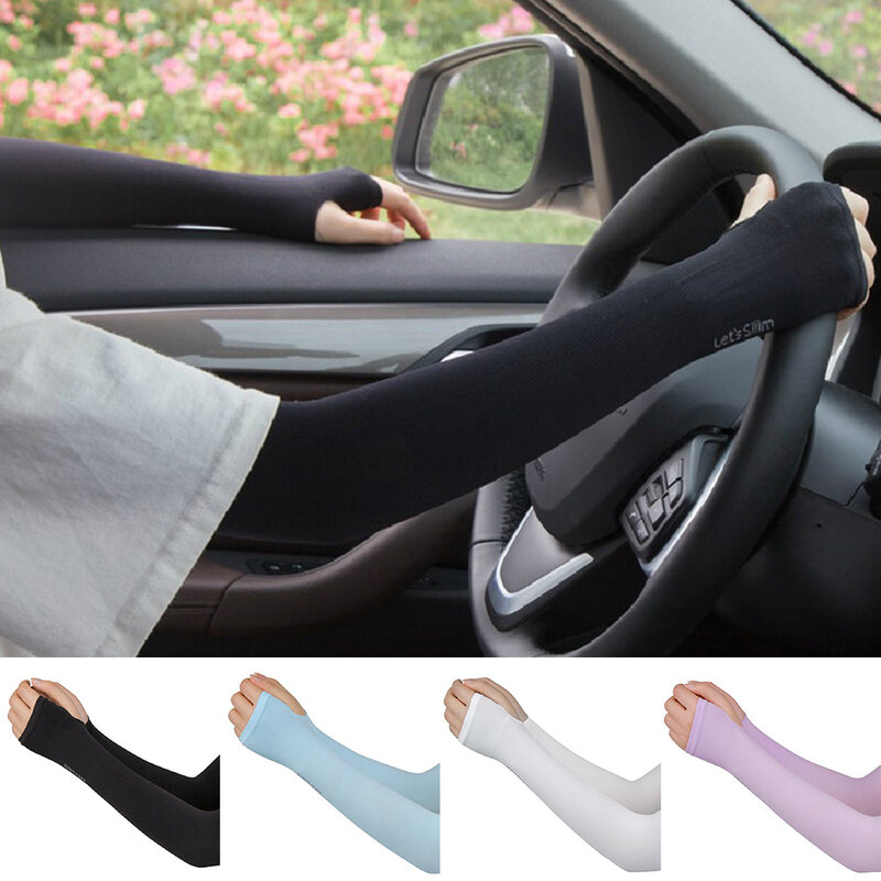 2 Pcs Men Women Thin Long Arm Sleeves UV Protection Sunscreen And Sweat Absorbing Sleeves Ice Silk Fabrics Cycling Accessories