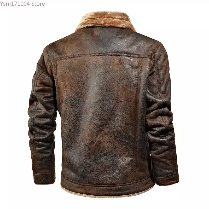 Осень - зима 2023 г. Мужская кожаная куртка с плюшевой толстой курткой Молодая мода PU кожаная куртка Размер пальто M - 4XL