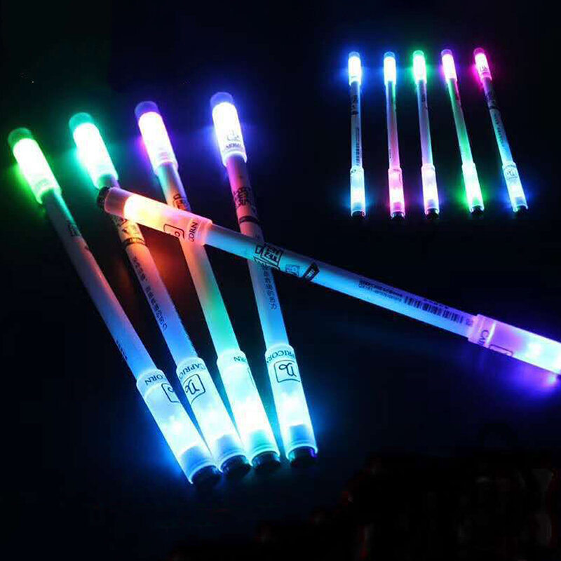 1PC Cool rotante LED Flash 0.5mm penna Gel con luce studenti bambini moda Spinning Pen buono per il pensiero bambini Spinner regalo