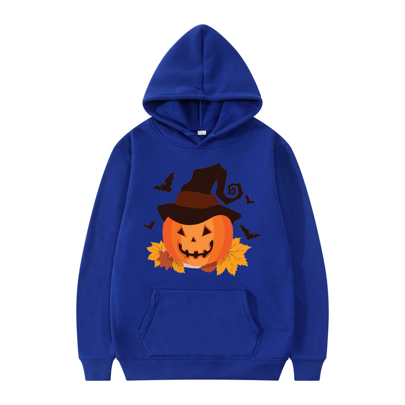 Felpa con cappuccio oversize da uomo Halloween Pumpkin Skull Pattern camicia sportiva autunno Casual Fashion Pullover da uomo e da donna Top