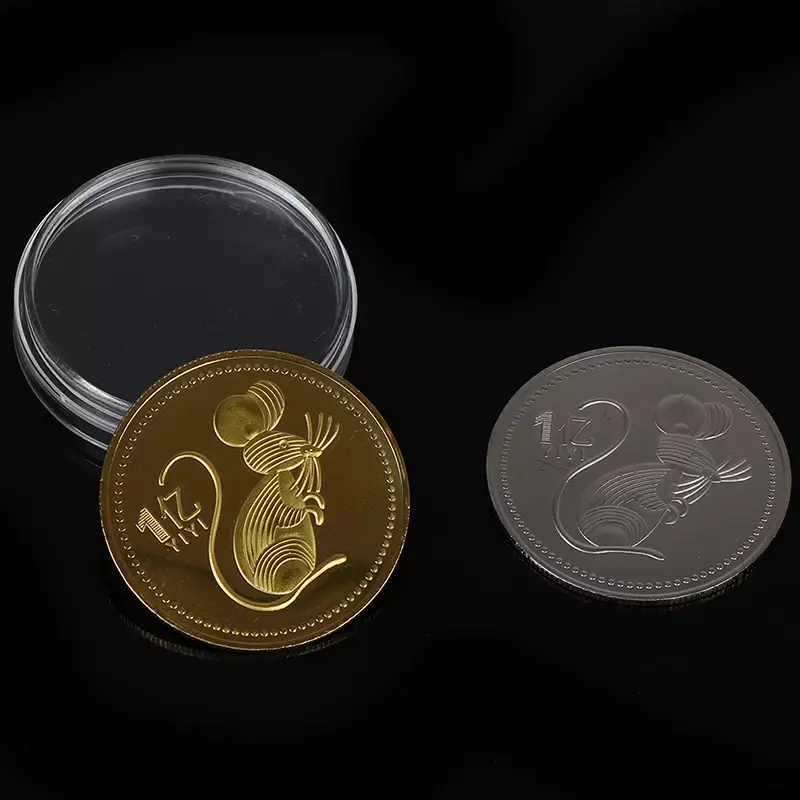 Памятная монета на новый год крысиной мыши, сувенир в виде китайского зодиака, лунный календарь, художественная коллекция, монеты, украшение на удачу, подарок