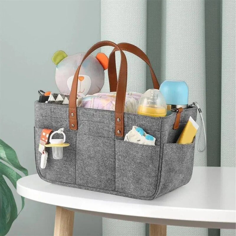 Lightweight Multifunctional Maternity Bag Travel Children's Clothes Storage Basket Foldable Felt Shopping Bag Diaper Bag
