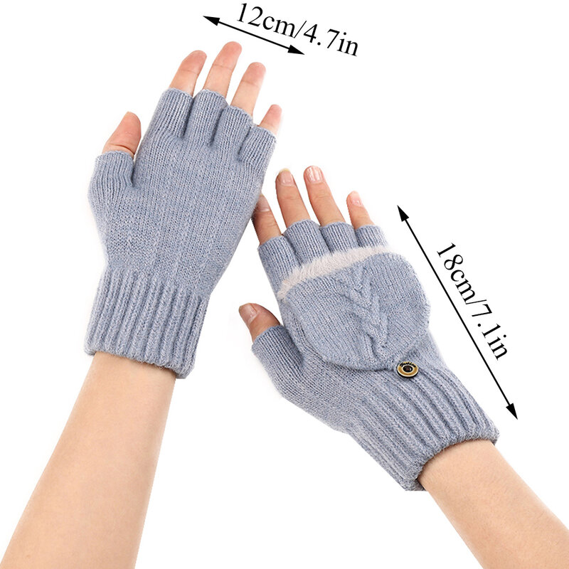 2023 Winter Warm Thickening Wool Gloves Knitted Flip Fingerless Exposed Finger Thick Gloves Without Fingers Mittens Glove Women