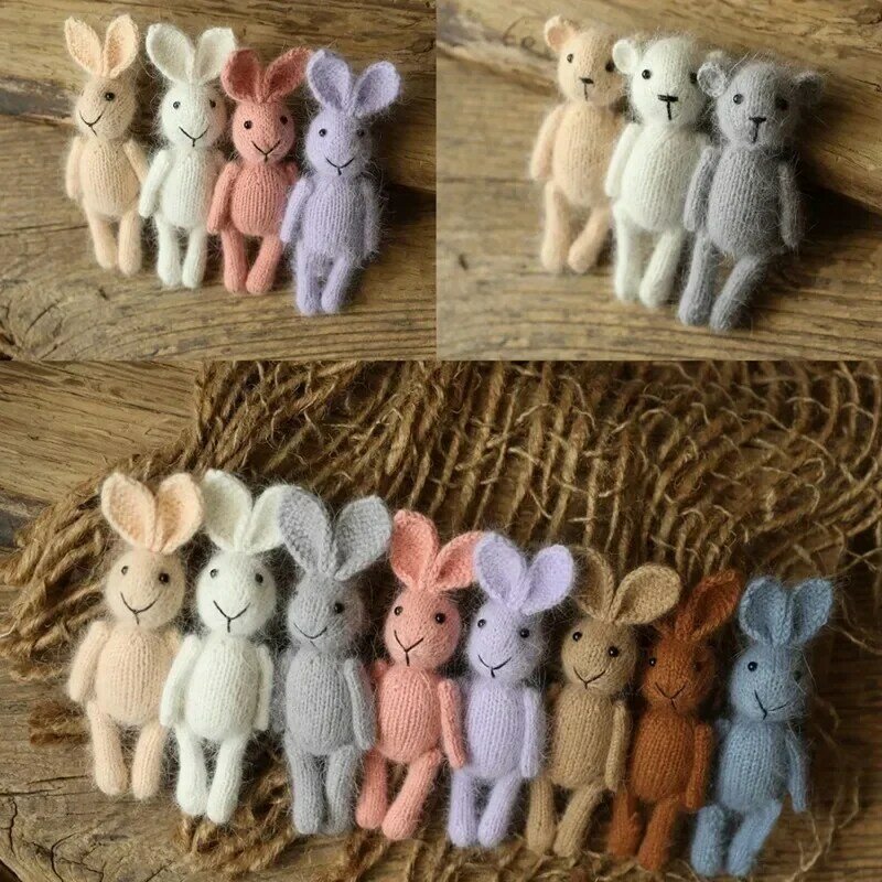 Accessori per fotografia per neonati bambole fatte a mano orso di coniglio lavorato a maglia accessori per Studio fotografico per bambini