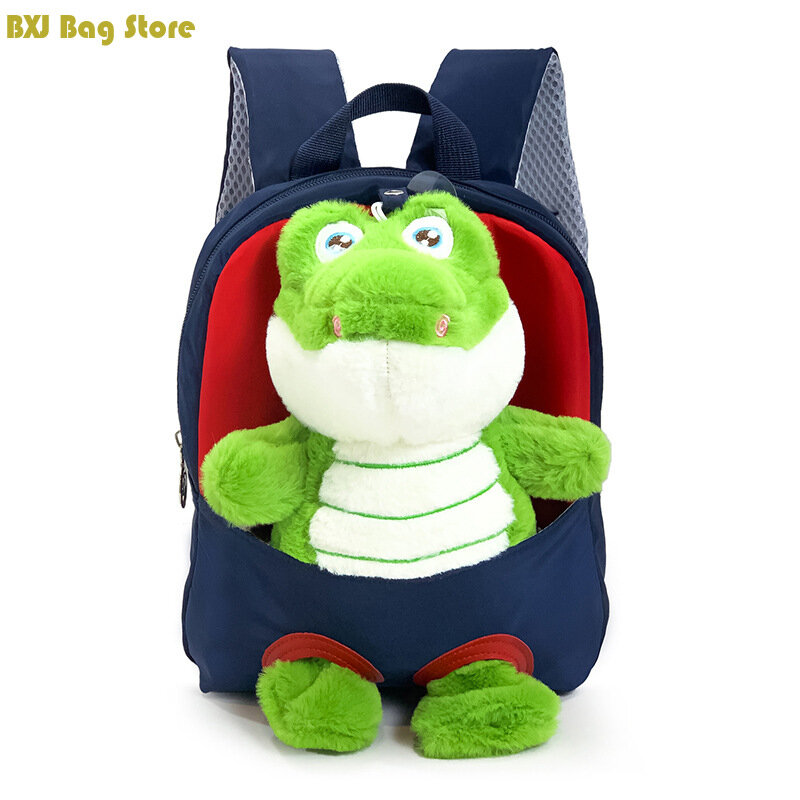 Sacs à dos crocodile mignons créatifs pour enfants, poignées amovibles, sac à dos en peluche pour petit garçon, nouveaux beaux sacs d'école