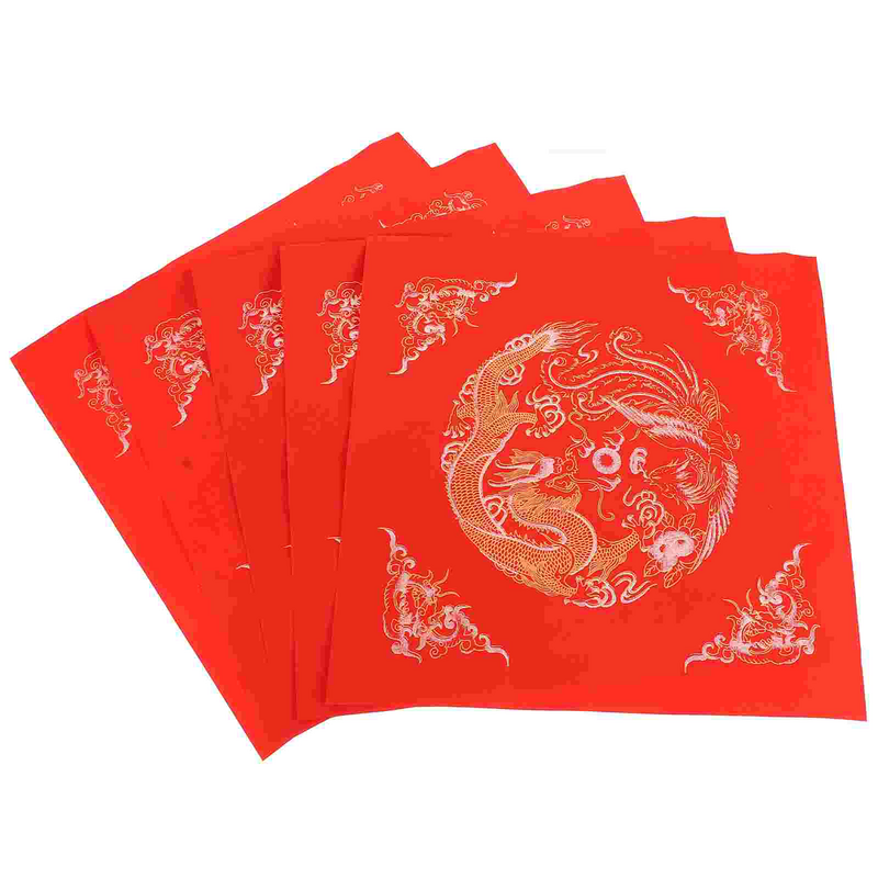 DIY Chinese New Year Calligraphy Red Paper Blank Fu Character Paper Xuan Paper Red Paper Chinese New Year Party Decor