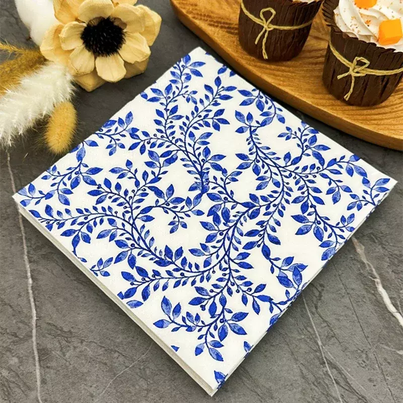 Thickened Color Printing Napkin Square Facial Tissue Hotel Western Restaurant Table Setting Celadon Napkins Paper Napkins 20pcs