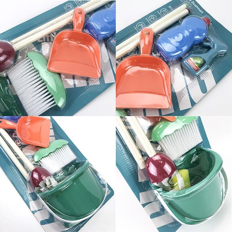 Cleaning Housekeeping Play Toys Mop Broom Set Games Montessori Tablet  Educational Interactive Simulation Pretend Toys for Child