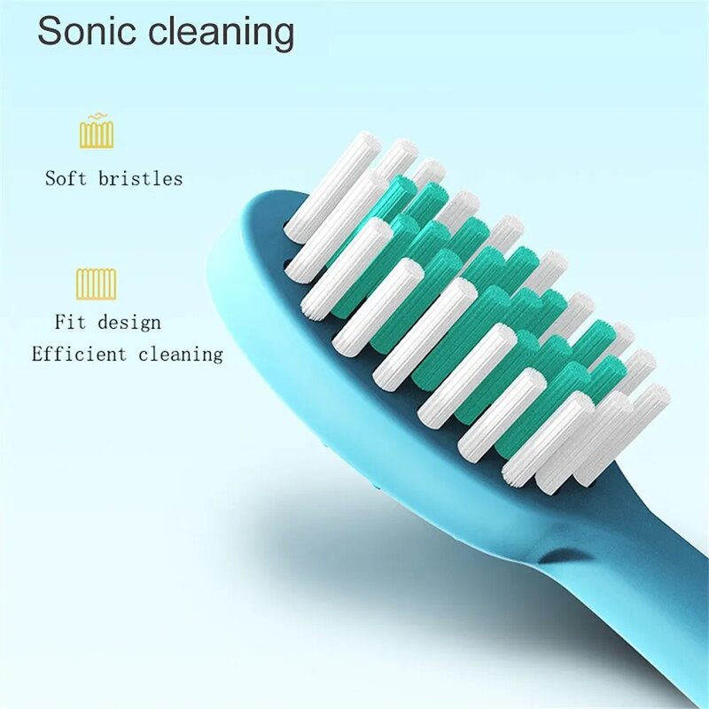 Sikat gigi elektrik anak-anak, sikat gigi Sonic elektrik IPX7 tahan air dengan kepala pengganti otomatis dapat diisi ulang warna-warni sikat kartun untuk anak-anak