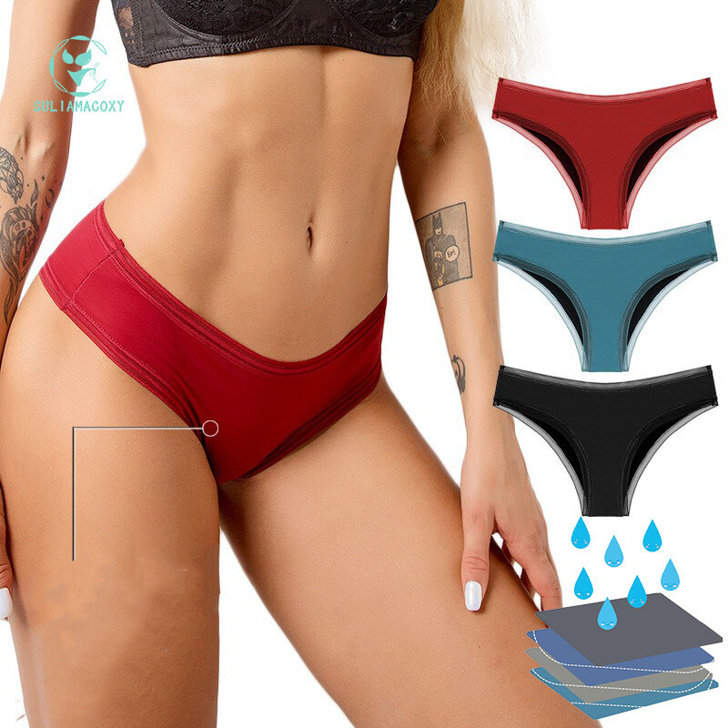 SULIMACOXY 4 capas de encaje Sexy a prueba de fugas, ropa interior Menstrual segura