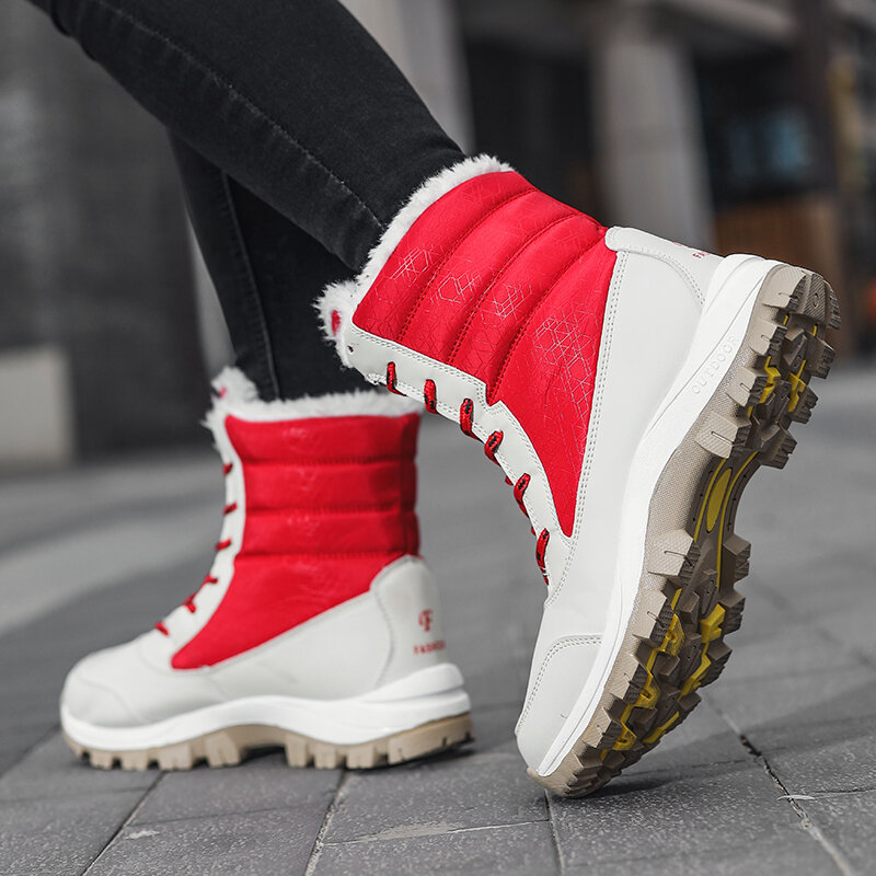 Sepatu Musim Dingin Hangat Sepatu Jalan Luar Ruangan Wanita Sepatu Bot Kasual Bersirkulasi Nyaman Tabung Tinggi Plus Botas Antiselip Beludru