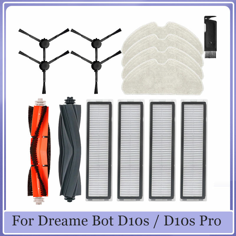 Aksesori untuk Dreame Bot D10s / D10s Pro Robot penyedot debu Roller sisi utama sikat Hepa Filter Pad pel suku cadang