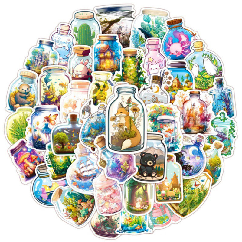 10/30/50pcs Funny Bottle World Animal Cartoon Stickers Ins Style Aesthetics Sticker Scrapbooking Laptop Kawaii Decoration Decals