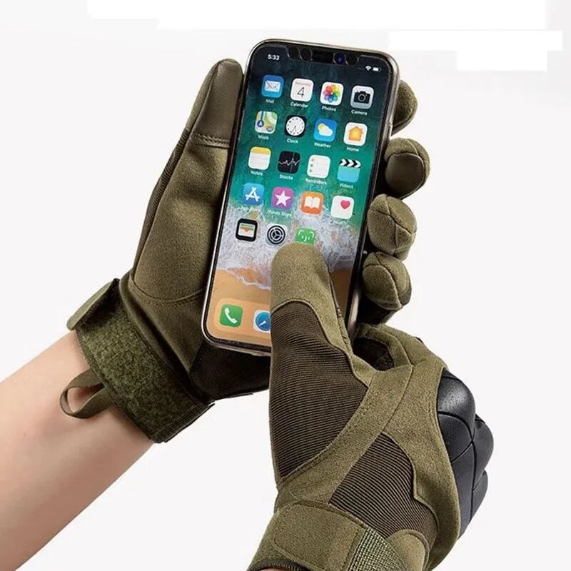 ถุงมือทหารยุทธวิธีถุงมือยิงถุงมือปีนเขาเต็มนิ้วสำหรับเล่นกีฬาป้องกันสำหรับเล่นฟิตเนสขี่มอเตอร์ไซค์