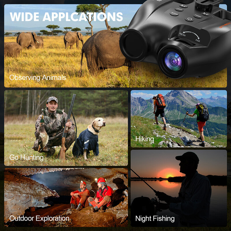 N4-Appareil de vision nocturne infrarouge à double tube, 1080P, utilisation jour et nuit, photo et vidéo numériques 5X, 300m, ligne de vision sombre complète pour la chasse
