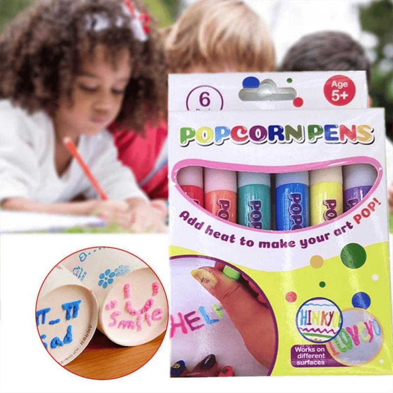 子供用の水彩鉛筆,バブルペン,ポップコーンペイント,手作りの綿ペン,3Dプリント,誕生日プレゼント