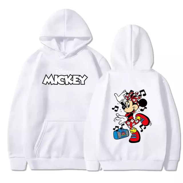 2024 Hoodie bertudung Mickey Minnie Mouse pria wanita Fashion kasual keren Pullover siswa Harajuku Streetwear Hoodies