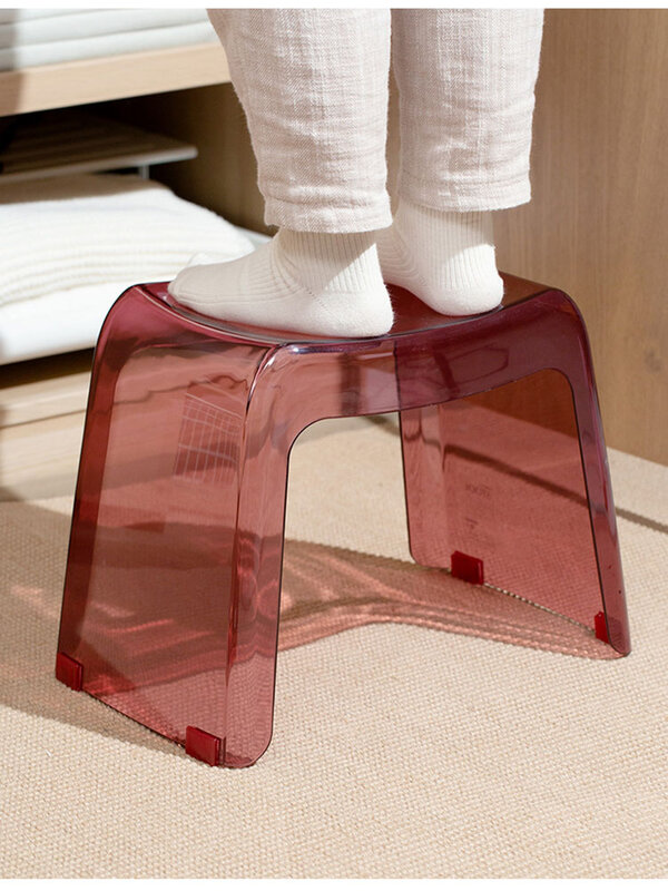 Bathroom Stool Home Furniture Transparent PCTG Plastic Shoe Stool Designer Antiskid Elderly Shower Bath Chair Seat For Adults