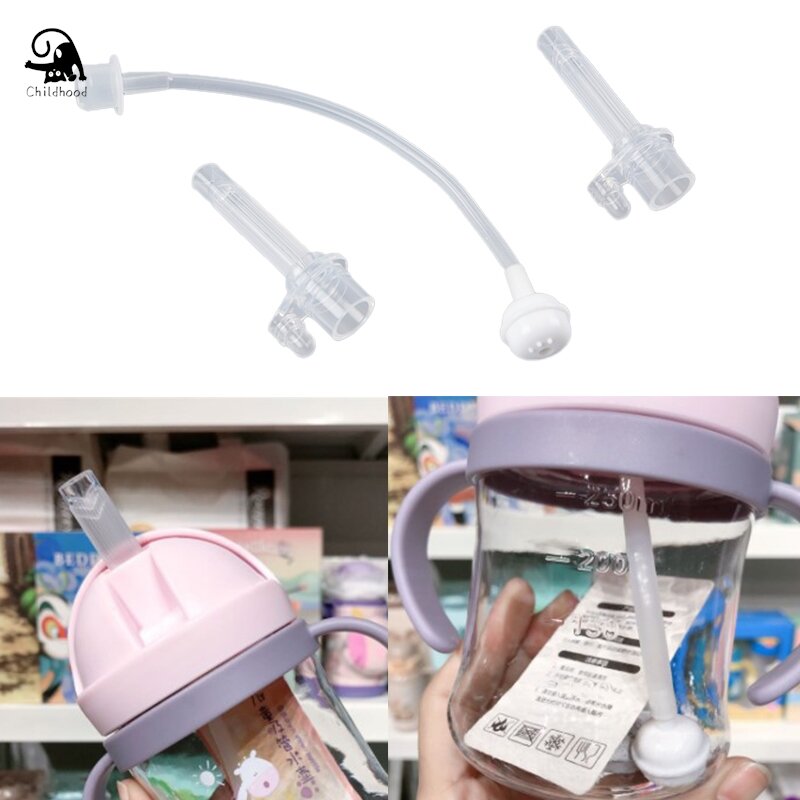 1 Set Baby Feeding Accessories Children Water Cup Straw Liquid Silicone Sippy Drink Bottle Accessories