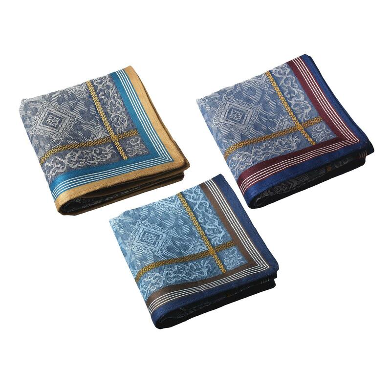 3Pcs Pocket Square Hankies Gift Cotton Mens Handkerchief for Birthday Gents