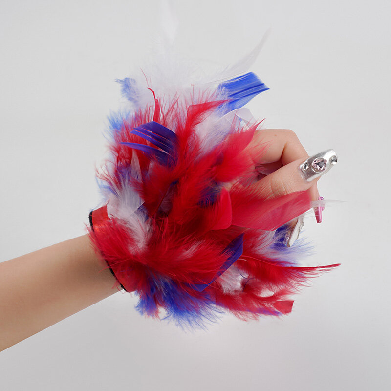 Women Natural Fur Feather Cuffs Sexy Cuffs With Feathers Feather Cuff Snap Bracelet Sleeves Wrist Arm Removable Shirt